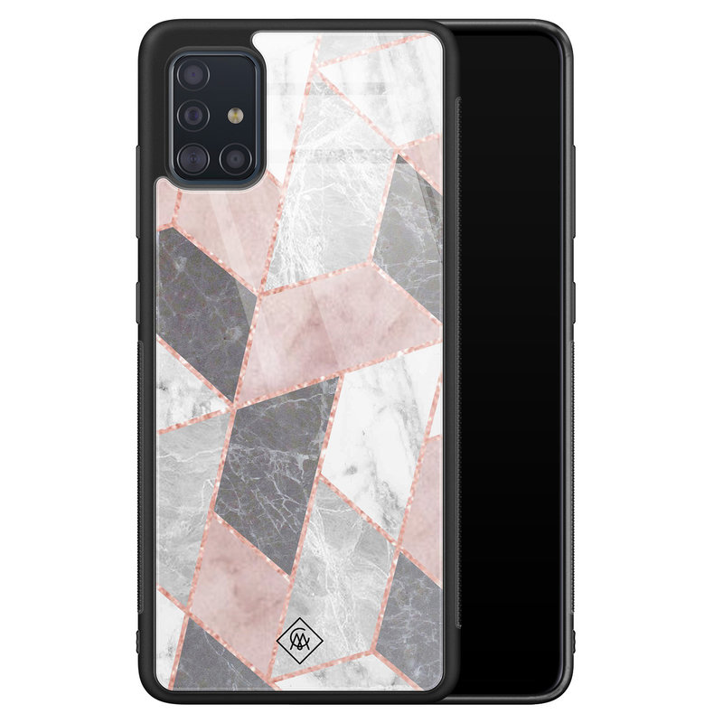 Casimoda Samsung Galaxy A71 glazen hardcase - Stone grid