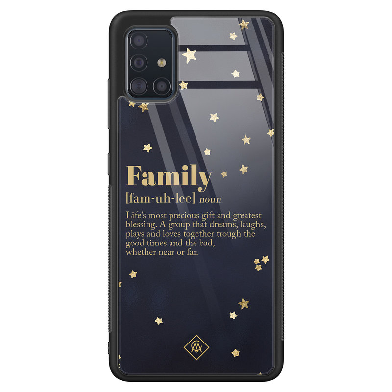 Casimoda Samsung Galaxy A71 glazen hardcase - Family is everything