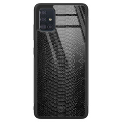 Casimoda Samsung Galaxy A71 glazen hardcase - Black snake