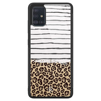 Casimoda Samsung Galaxy A71 glazen hardcase - Leopard lines