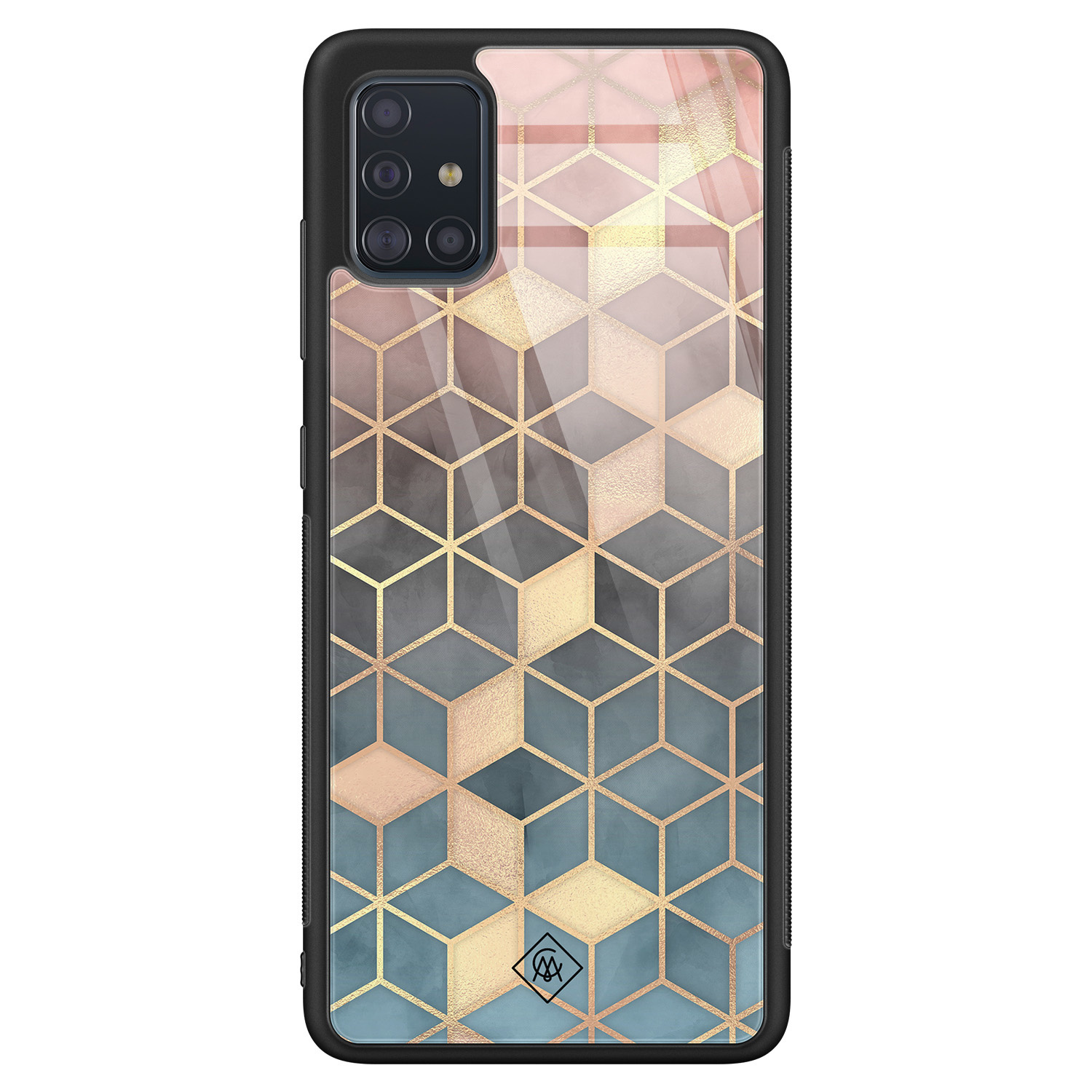 Samsung Galaxy A71 glazen hardcase Cubes art