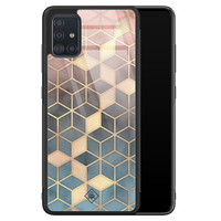 Casimoda Samsung Galaxy A71 glazen hardcase - Cubes art