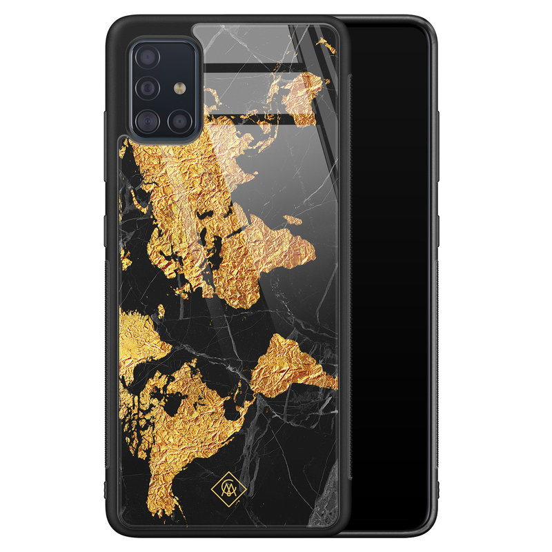 Casimoda Samsung Galaxy A71 glazen hardcase - Wereldkaart