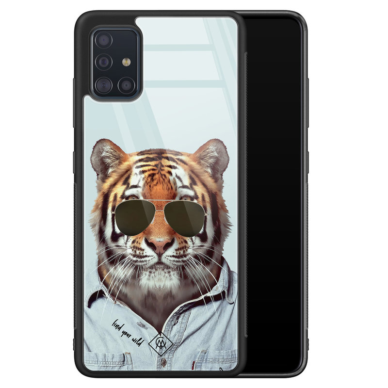 Casimoda Samsung Galaxy A71 glazen hardcase - Tijger wild