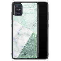 Casimoda Samsung Galaxy A71 glazen hardcase - Minty marmer collage