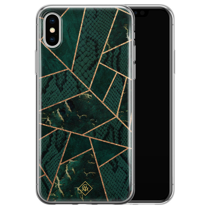 Casimoda iPhone XS Max siliconen hoesje - Abstract groen