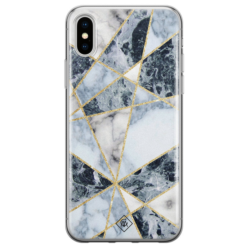 Casimoda iPhone XS Max siliconen hoesje - Marmer blauw