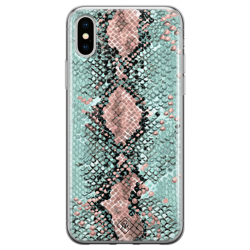 Casimoda iPhone XS Max siliconen hoesje - Snake pastel