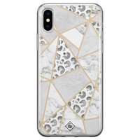 Casimoda iPhone XS Max siliconen hoesje - Stone & leopard print