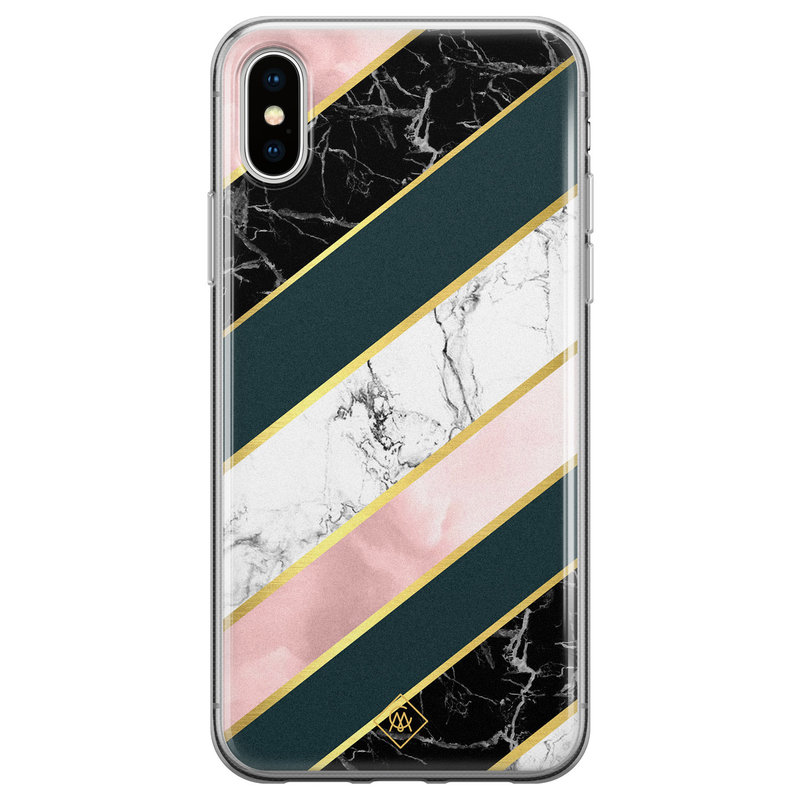 Casimoda iPhone XS Max siliconen hoesje - Marble stripes