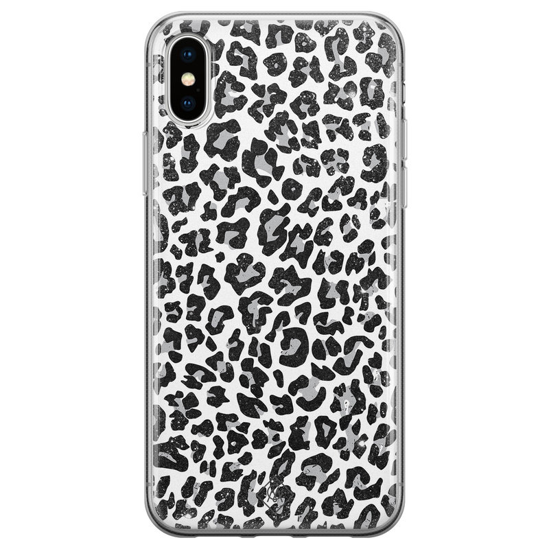 Casimoda iPhone XS Max siliconen hoesje - Luipaard grijs