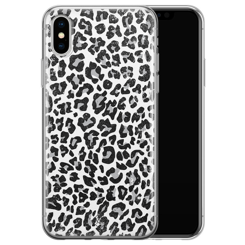 Casimoda iPhone XS Max siliconen hoesje - Luipaard grijs