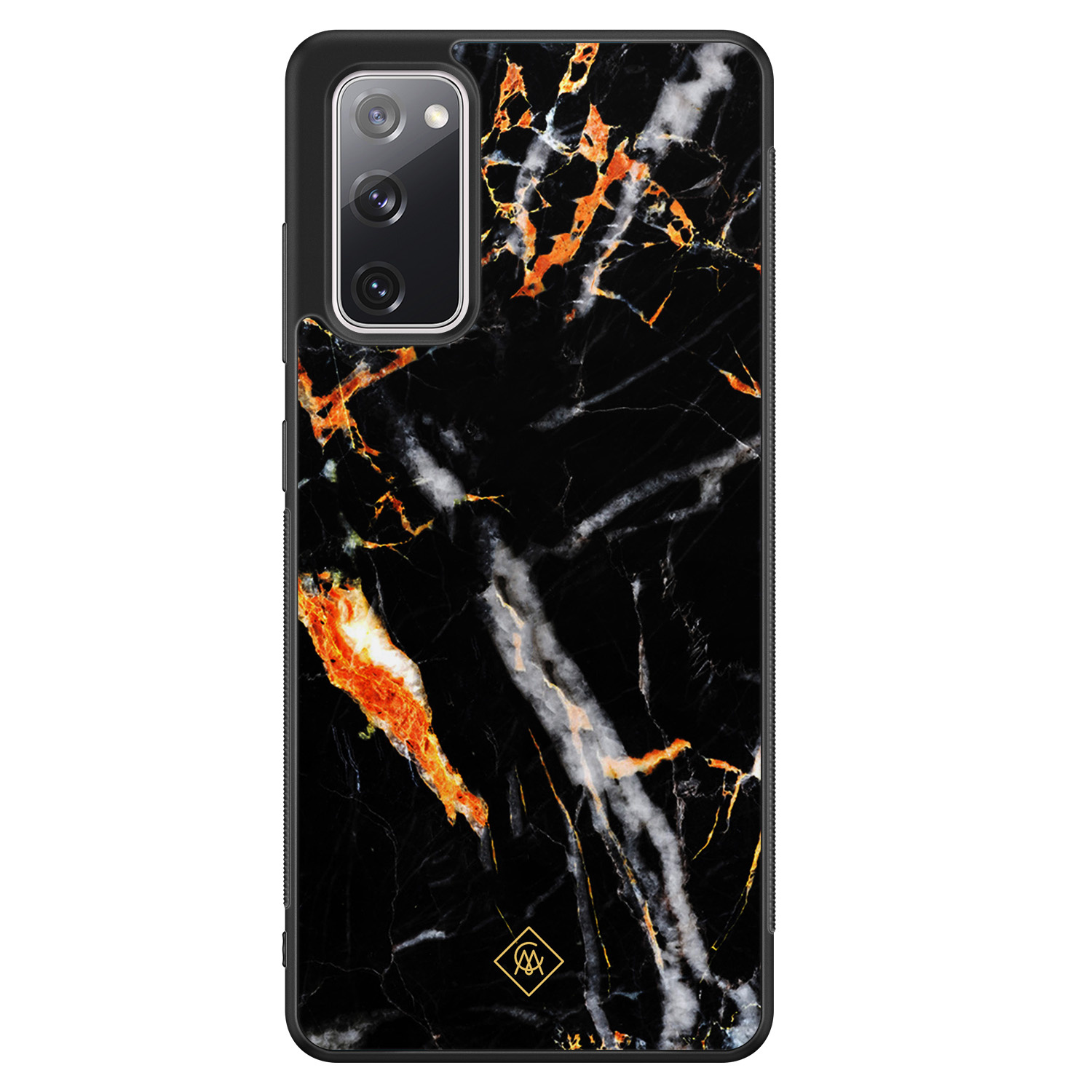Samsung Galaxy S20 FE hoesje Marmer zwart oranje