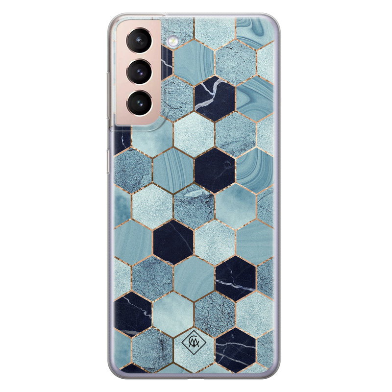 Casimoda Samsung Galaxy S21 siliconen hoesje - Blue cubes