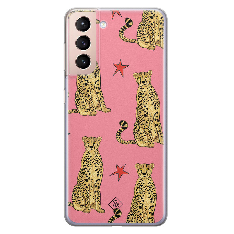 Casimoda Samsung Galaxy S21 siliconen hoesje - The pink leopard