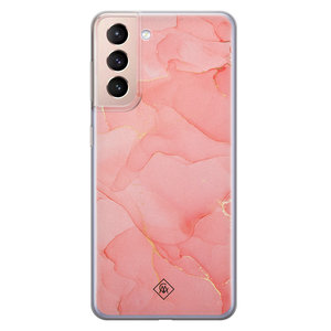 Casimoda Samsung Galaxy S21 siliconen hoesje - Marmer roze