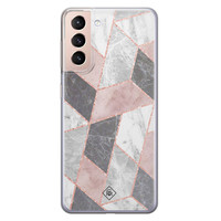 Casimoda Samsung Galaxy S21 siliconen telefoonhoesje - Stone grid