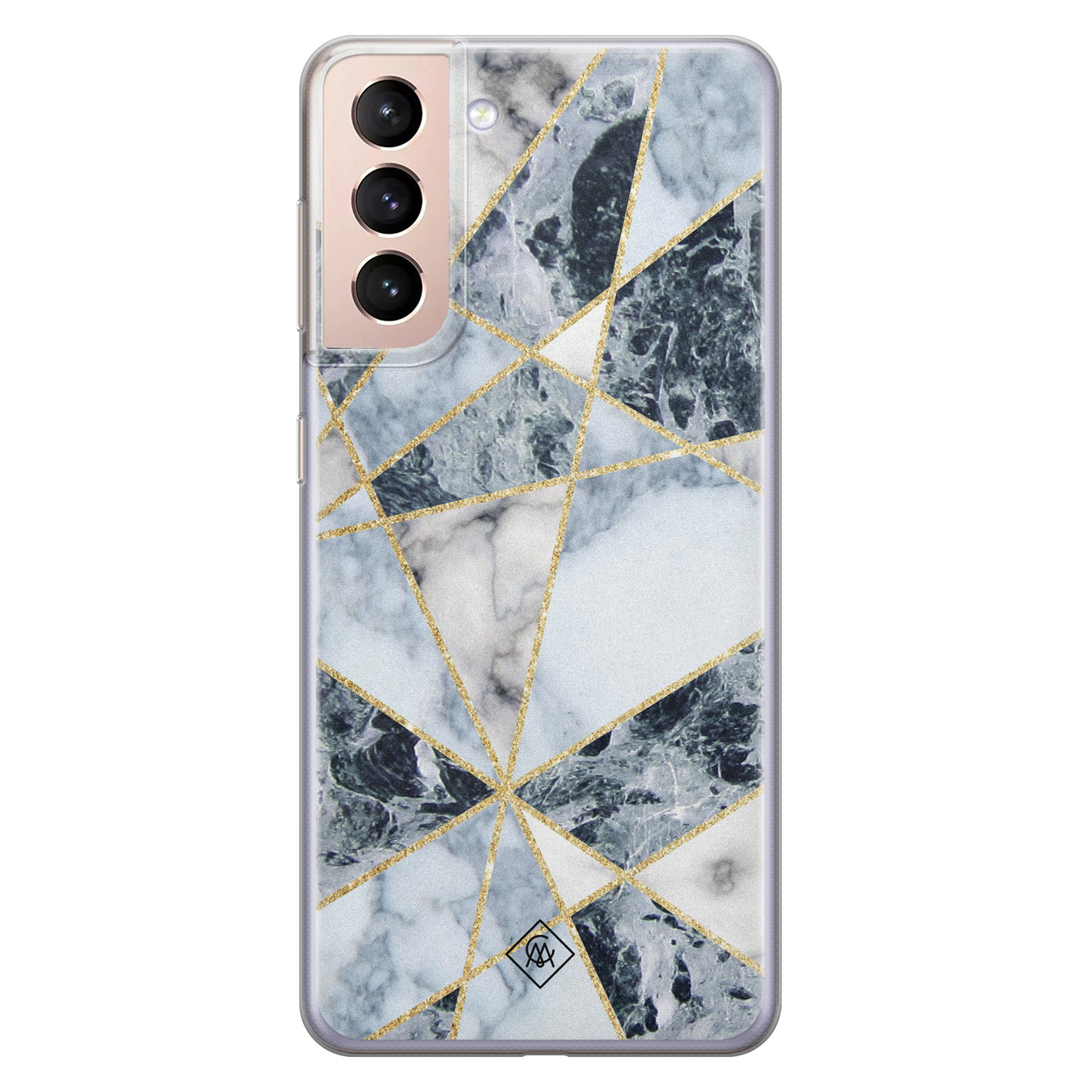 Samsung Galaxy S21 siliconen hoesje Marmer blauw