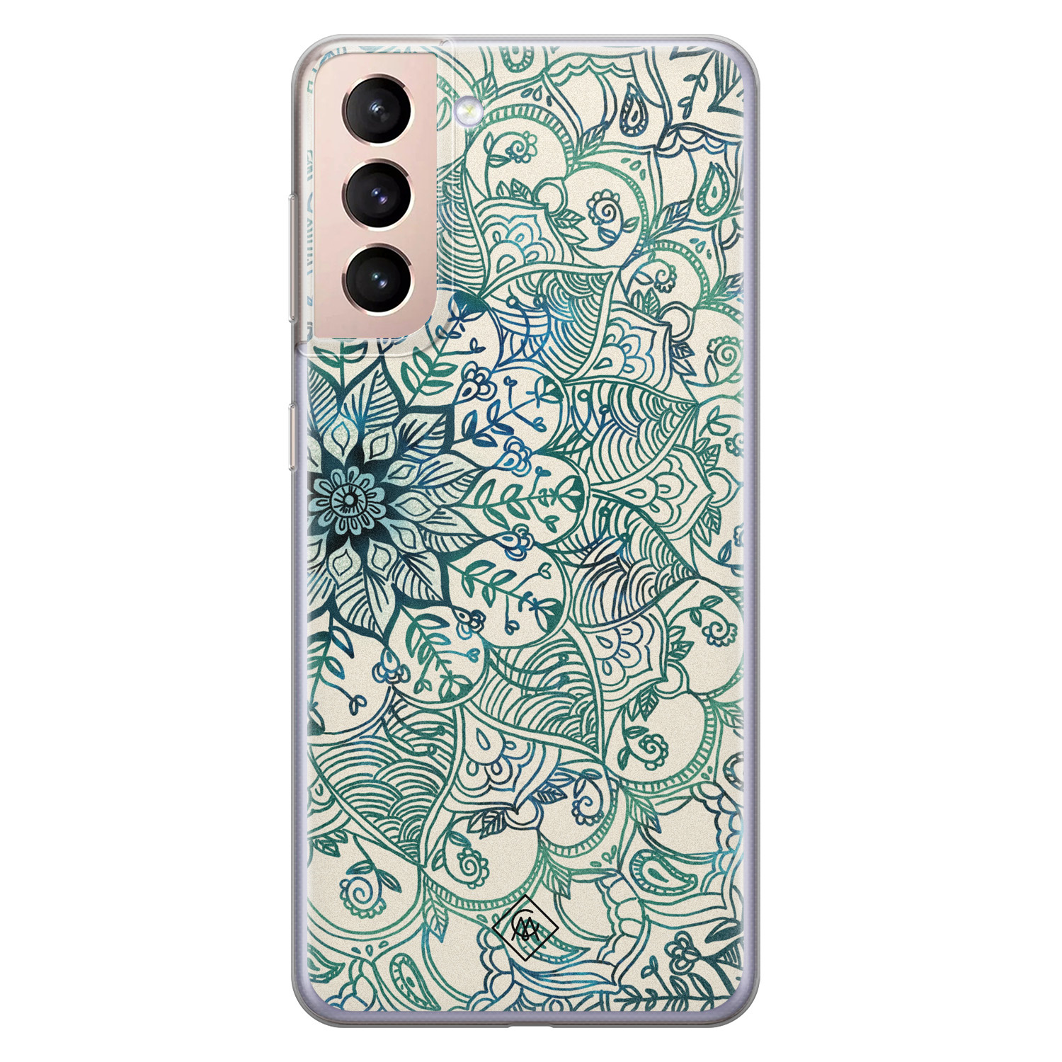 Samsung Galaxy S21 siliconen hoesje Mandala blauw