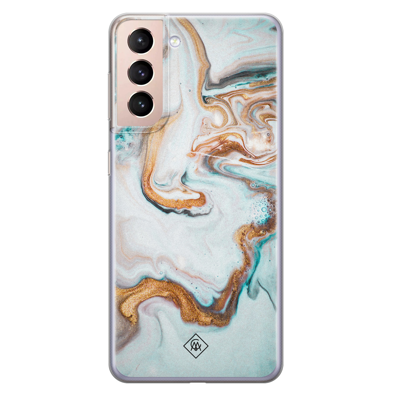 Samsung Galaxy S21 siliconen hoesje Marmer blauw goud