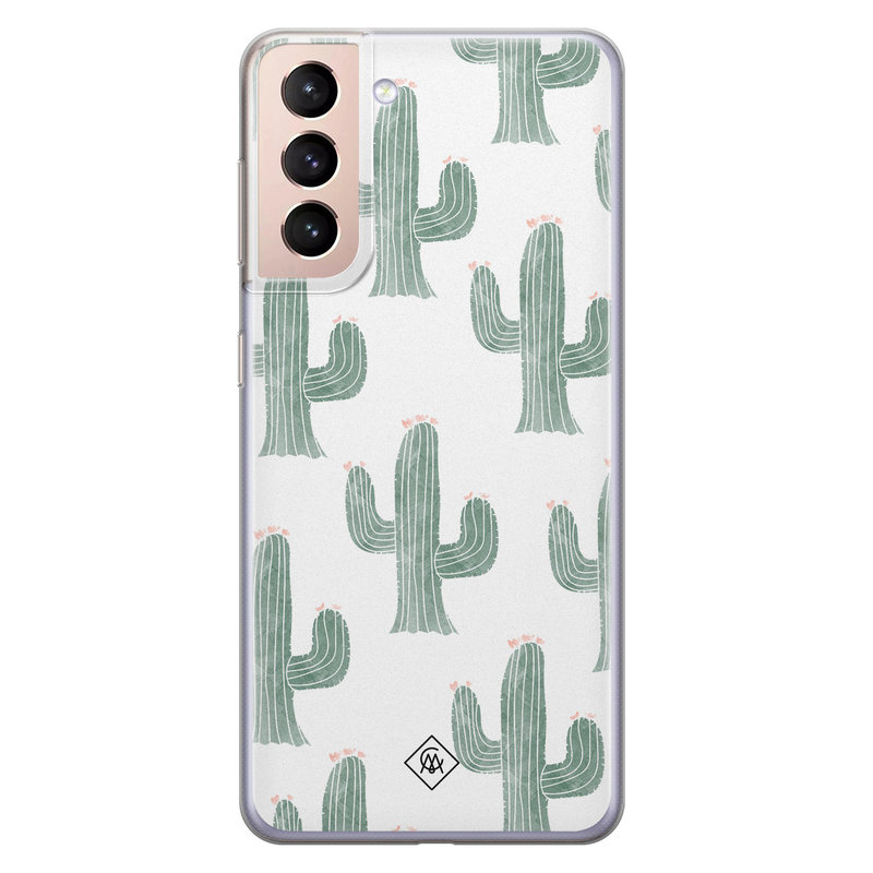 Casimoda Samsung Galaxy S21 siliconen telefoonhoesje - Cactus print