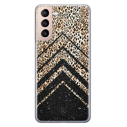 Casimoda Samsung Galaxy S21 siliconen hoesje - Chevron luipaard