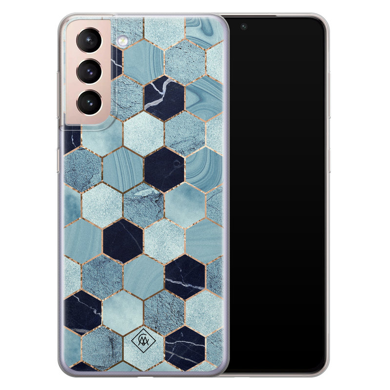 Casimoda Samsung Galaxy S21 siliconen hoesje - Blue cubes