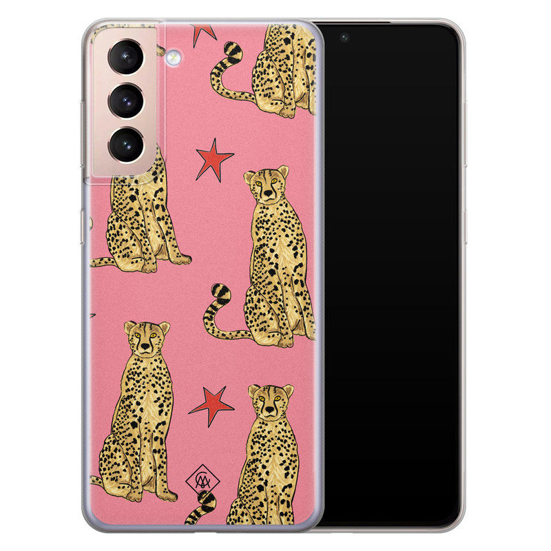 Casimoda Samsung Galaxy S21 siliconen hoesje - The pink leopard