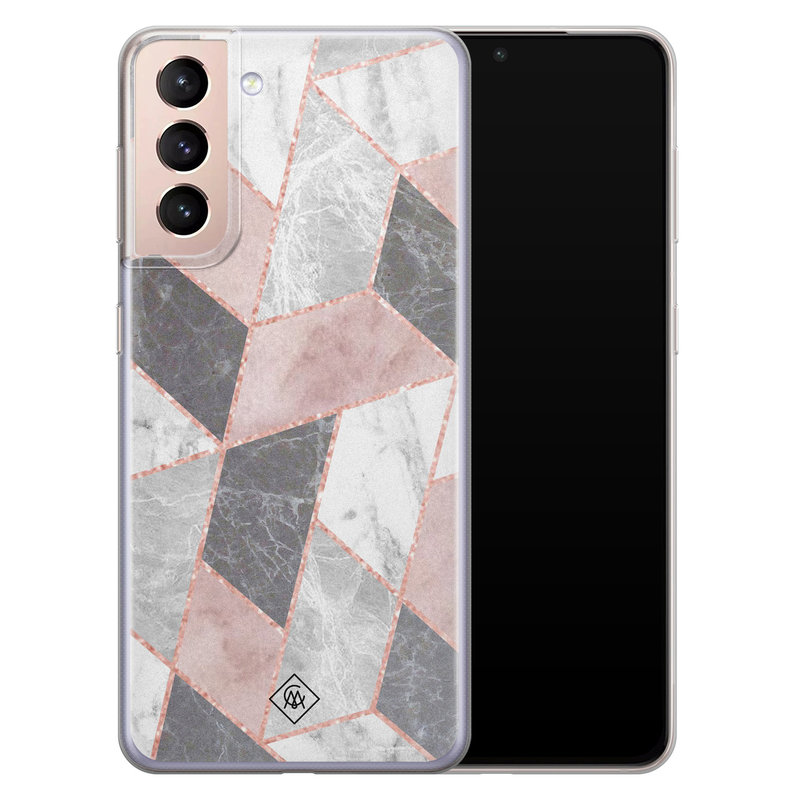 Casimoda Samsung Galaxy S21 siliconen telefoonhoesje - Stone grid