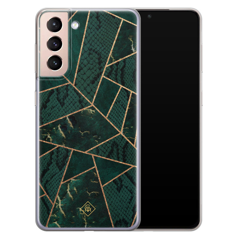 Casimoda Samsung Galaxy S21 siliconen hoesje - Abstract groen