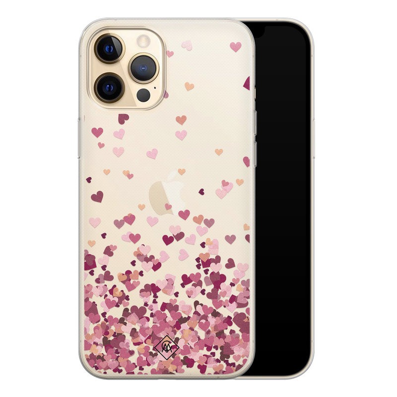 Casimoda iPhone 12 Pro Max transparant hoesje - Falling hearts