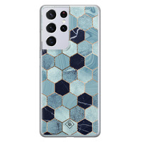 Casimoda Samsung Galaxy S21 Ultra siliconen hoesje - Blue cubes