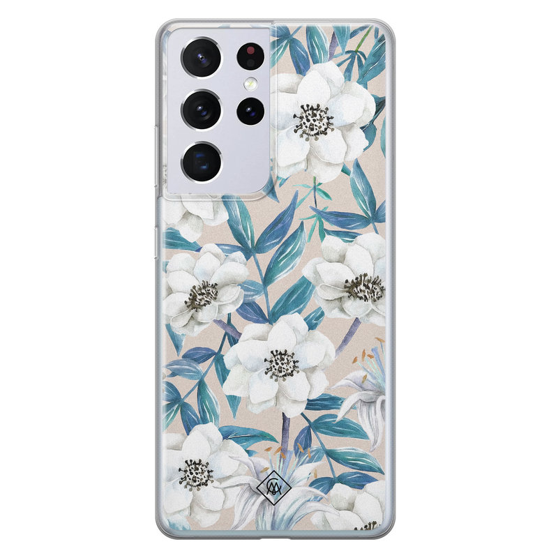 Casimoda Samsung Galaxy S21 Ultra siliconen telefoonhoesje - Touch of flowers