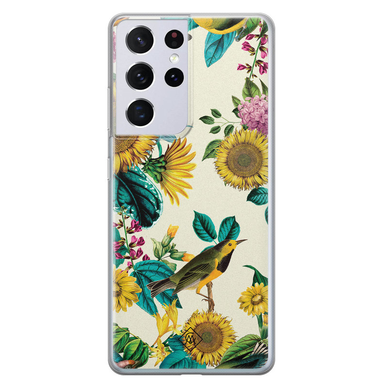 Casimoda Samsung Galaxy S21 Ultra siliconen hoesje - Sunflowers