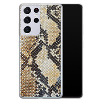 Casimoda Samsung Galaxy S21 Ultra siliconen hoesje - Golden snake