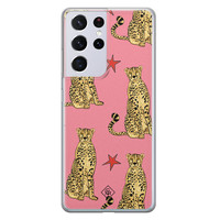 Casimoda Samsung Galaxy S21 Ultra siliconen hoesje - The pink leopard