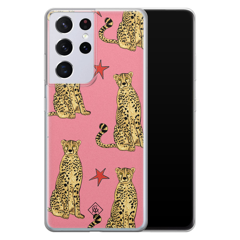 Casimoda Samsung Galaxy S21 Ultra siliconen hoesje - The pink leopard