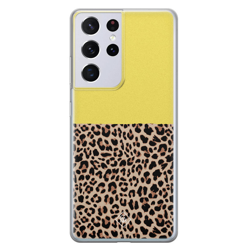 Casimoda Samsung Galaxy S21 Ultra siliconen hoesje - Luipaard geel