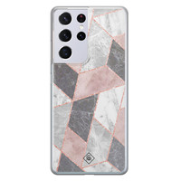 Casimoda Samsung Galaxy S21 Ultra siliconen telefoonhoesje - Stone grid