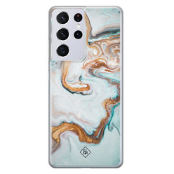 Casimoda Samsung Galaxy S21 Ultra siliconen hoesje - Marmer blauw goud Casimoda Samsung Galaxy S21 Ultra siliconen hoesje - Marmer blauw goud