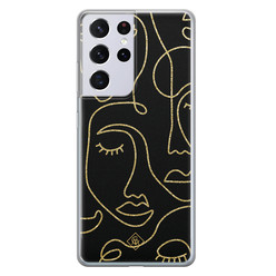 Casimoda Samsung Galaxy S21 Ultra siliconen hoesje - Abstract faces