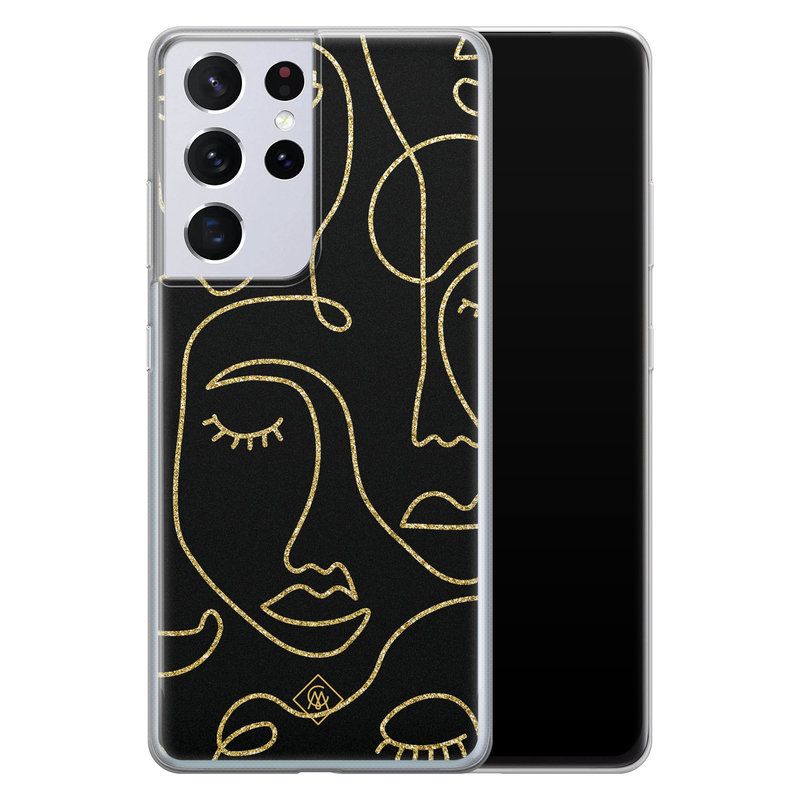 Casimoda Samsung Galaxy S21 Ultra siliconen hoesje - Abstract faces