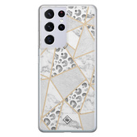 Casimoda Samsung Galaxy S21 Ultra siliconen telefoonhoesje - Stone & leopard print