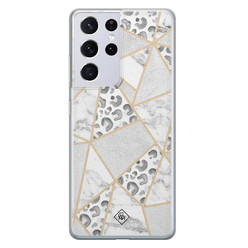 Casimoda Samsung Galaxy S21 Ultra siliconen hoesje - Stone & leopard print