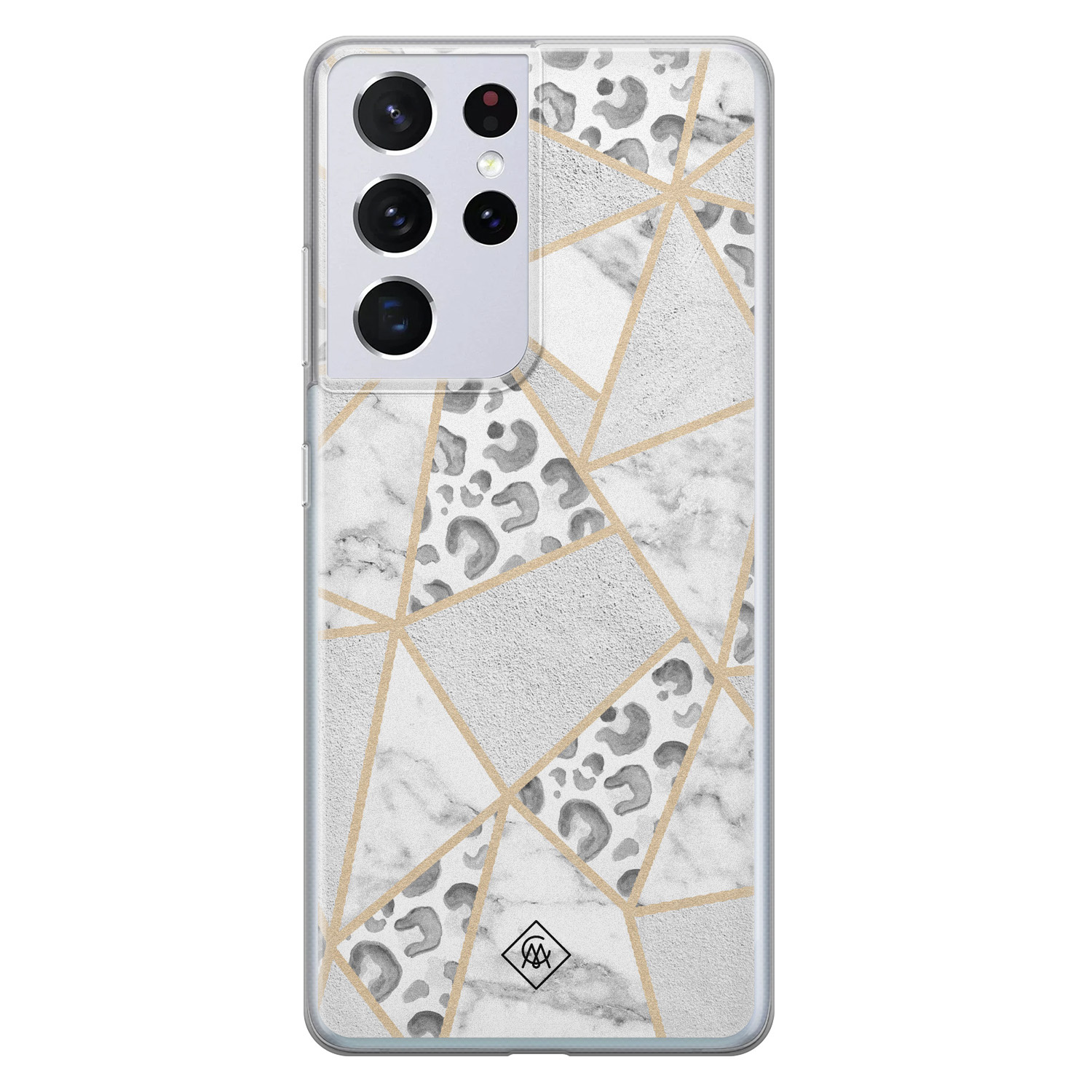 Samsung Galaxy S21 Ultra siliconen telefoonhoesje Stone leopard print