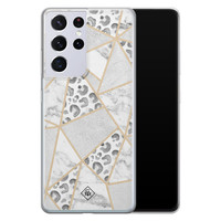 Casimoda Samsung Galaxy S21 Ultra siliconen telefoonhoesje - Stone & leopard print