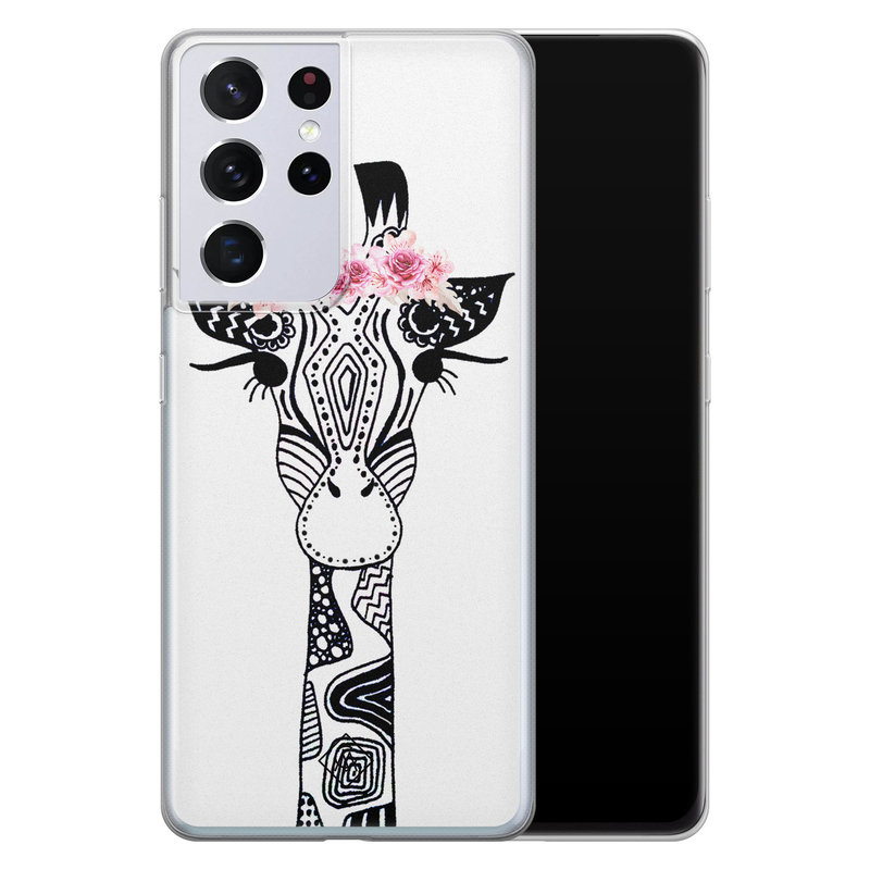 Casimoda Samsung Galaxy S21 Ultra siliconen telefoonhoesje - Giraffe