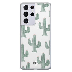 Casimoda Samsung Galaxy S21 Ultra siliconen hoesje - Cactus print