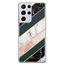 Casimoda Samsung Galaxy S21 Ultra siliconen hoesje - Marble stripes