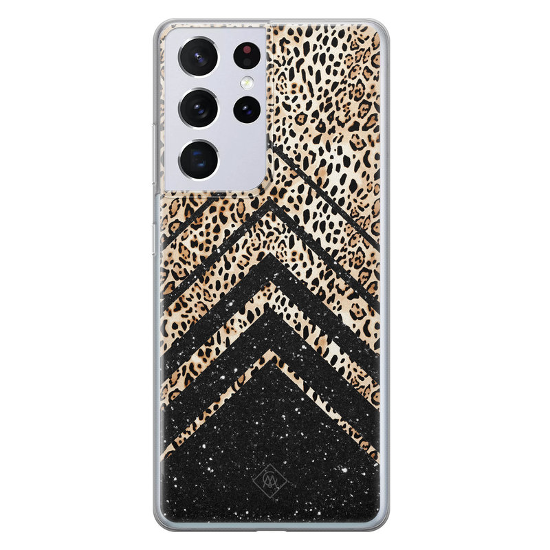 Casimoda Samsung Galaxy S21 Ultra siliconen hoesje - Chevron luipaard